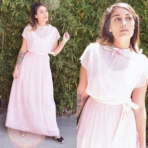 Vintage pink 1950s 1960s modern cotton maxi dress